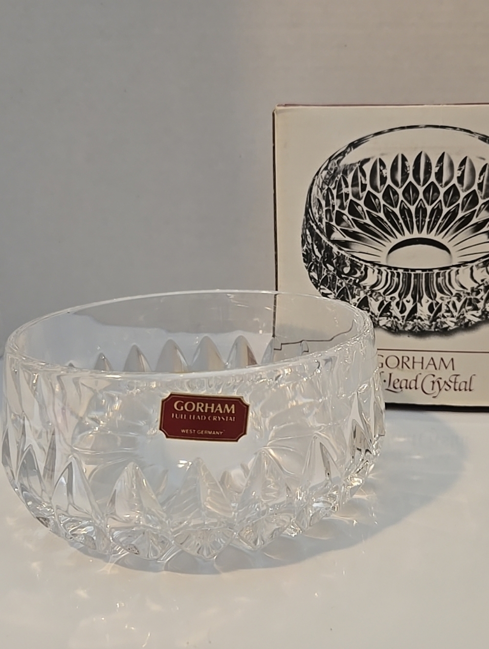 Gorham Full Lead Crystal Cut Glass Bowl - Clear Made In Germany. With Box